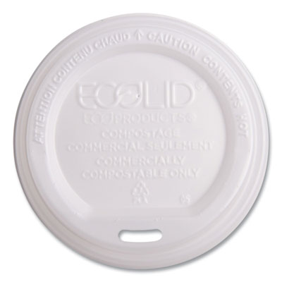 EcoLid Renewable/Compostable Hot Cup Lids, Fits 10 oz to 20