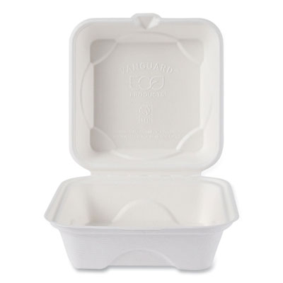 Vanguard Renewable And Compostable Sugarcane Clamshells, 6 X