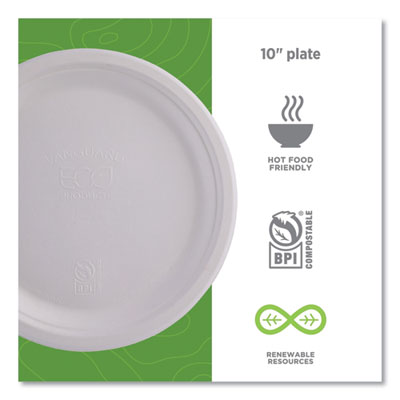 Vanguard Renewable And Compostable Sugarcane Plates, 10" Dia