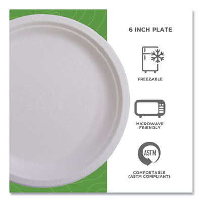 Vanguard Renewable And Compostable Sugarcane Plates, 6" Dia,