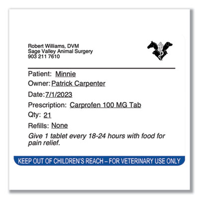 Veterinary Prescription Labels for LabelWriter Label Printer