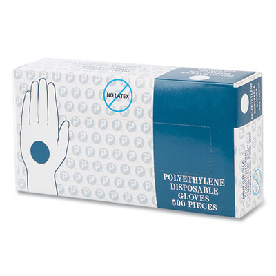Embossed Polyethylene Disposable Gloves, Powder-Free, Large,