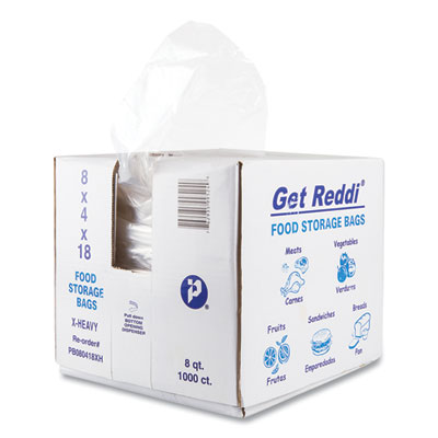 Food and Utility Bags, 2 gal, 8" x 4" x 18", Clear, 1,000/Ca