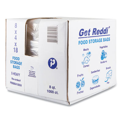 Food and Utility Bags, 2 gal, 8" x 4" x 18", Clear, 1,000/Ca