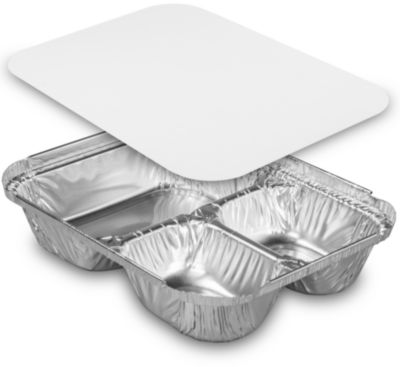 Three-Compartment Oblong Food Container, 24 oz, 6.38 x 1.47