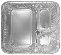 Three-Compartment Oblong Food Container, 24 oz, 6.38 x 1.47