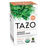 Tea Bags, Organic Refresh Mint, 16/Box, 6 Boxes/Carton
